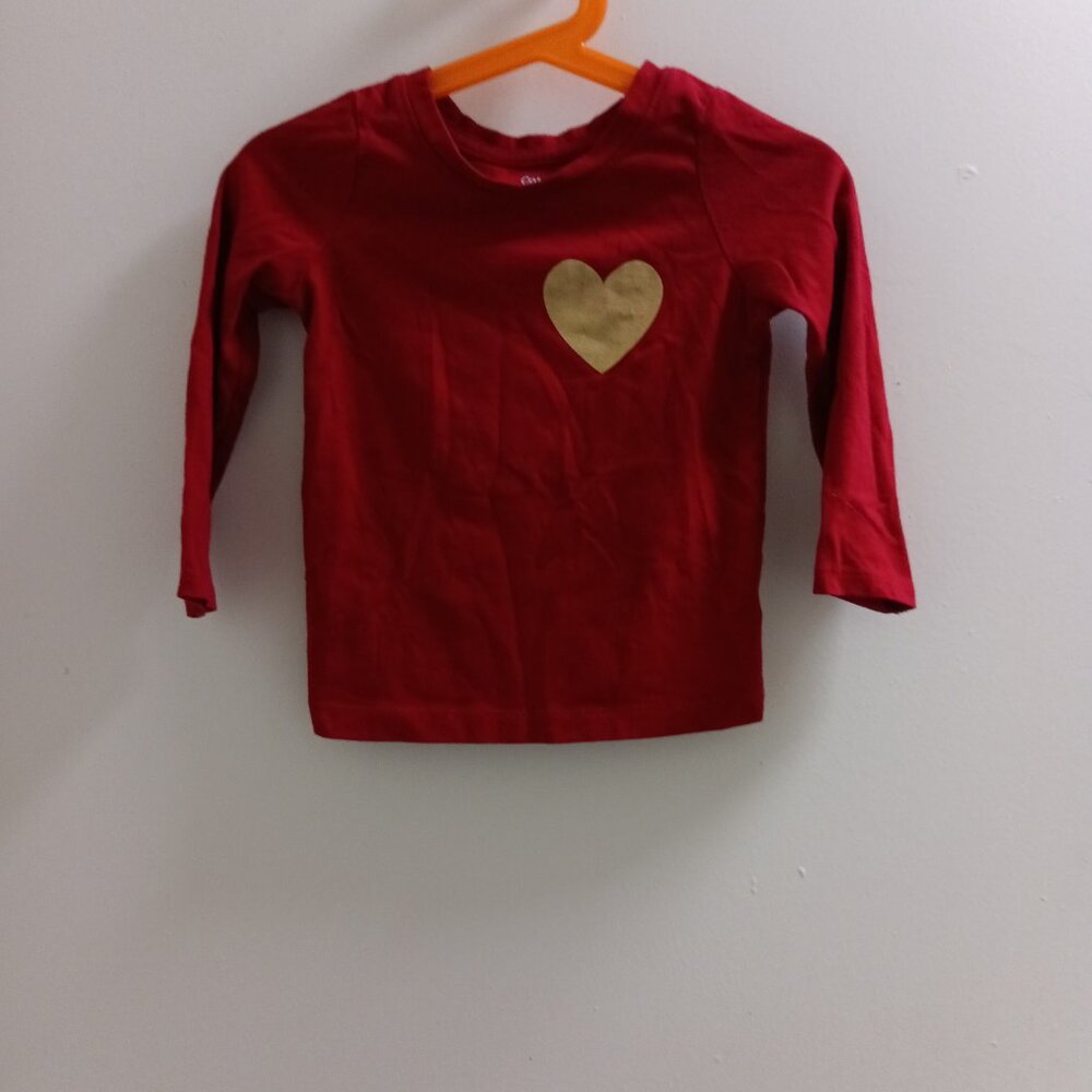 "Cat & Jack" Long Sleeved, Little Girls, Heart, Shirt